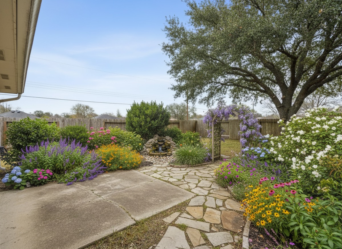 Lush Garden design rendered on the yard