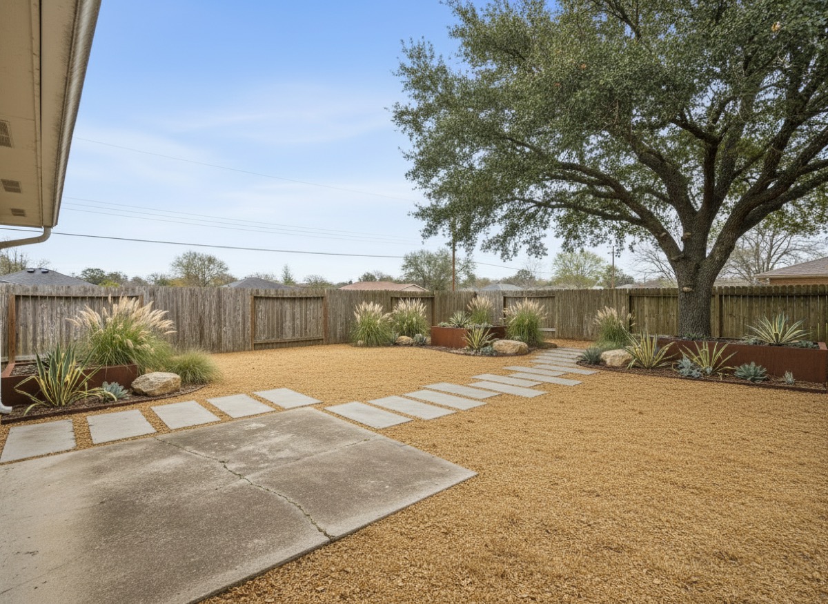 Low-Water Modern design rendered on the yard